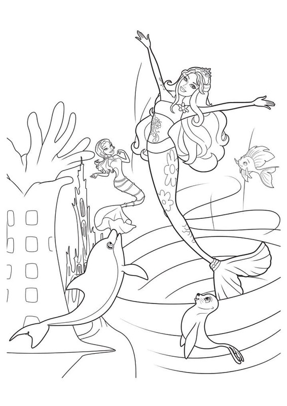 Dibujos de Dibujar Barbie Sirena fácil en niños para colorear
