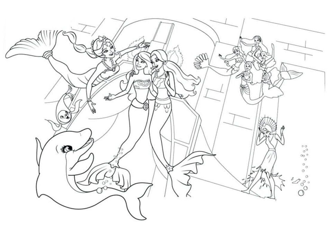 Dibujos de Dibujar Barbie Sirena fácil gratuito para colorear
