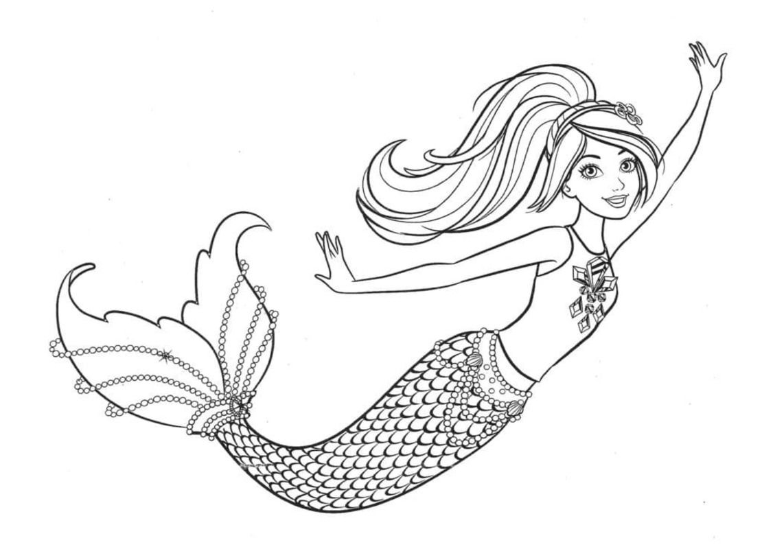 Dibujos de Dibujar Barbie Sirena gratis para colorear