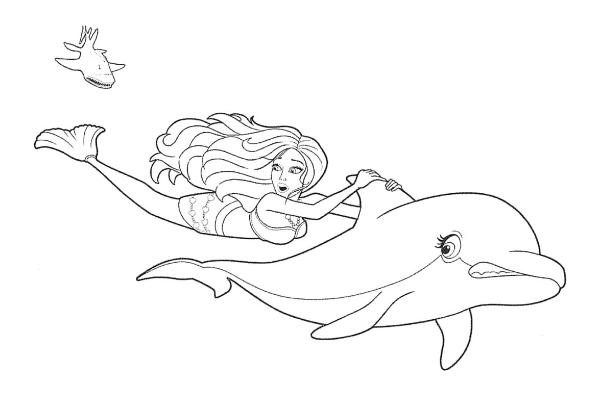 Dibujos de Dibujar Barbie Sirena Gratis para niños para colorear