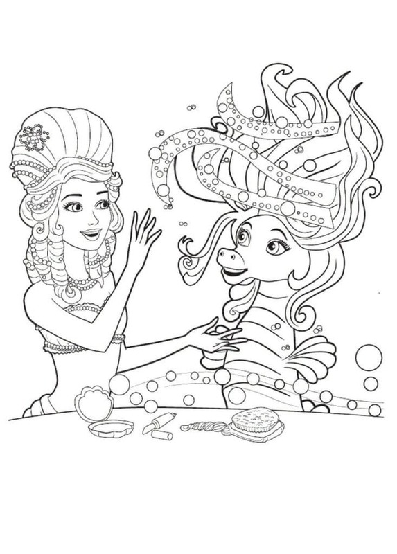Dibujos de Dibujar Barbie Sirena imprimible gratis para colorear