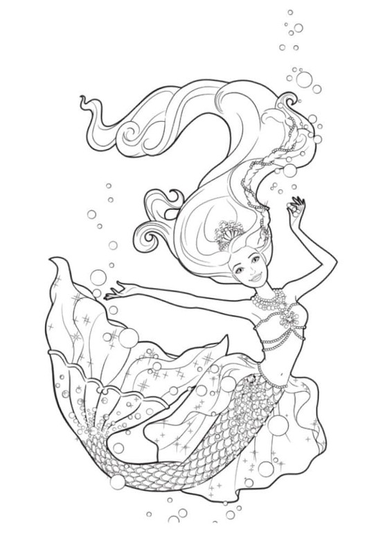 Dibujos de Dibujar Barbie Sirena imprimible para colorear
