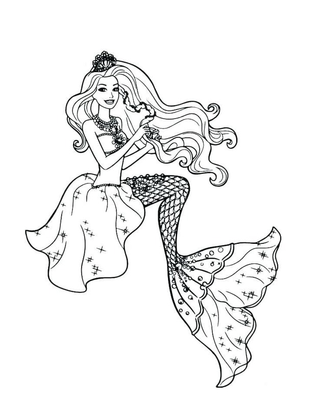 Dibujos de Dibujar Barbie Sirena sencillo gratuito para colorear
