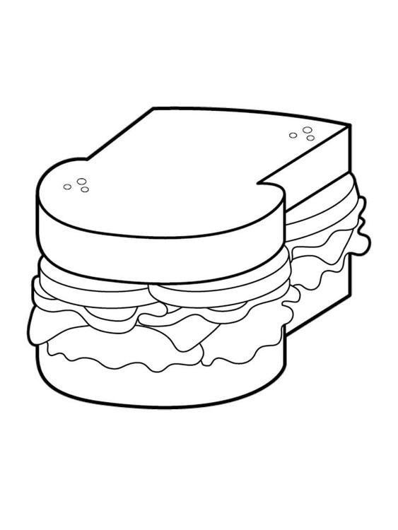 Dibujos de Dibujar básico sándwich para colorear