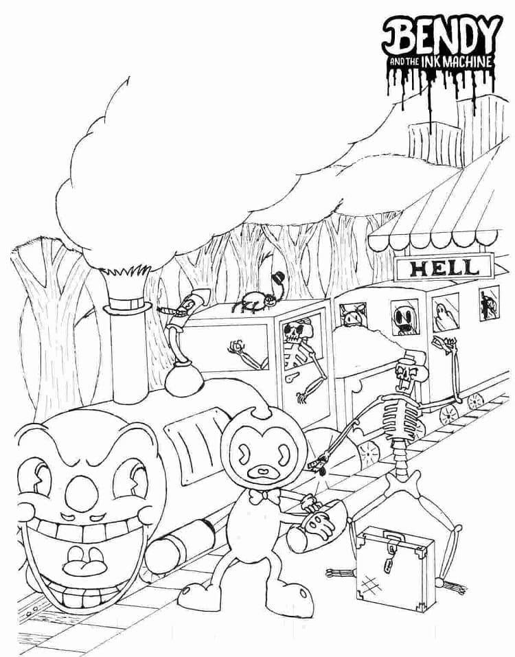 Dibujar Bendy y el tren malvado para colorir