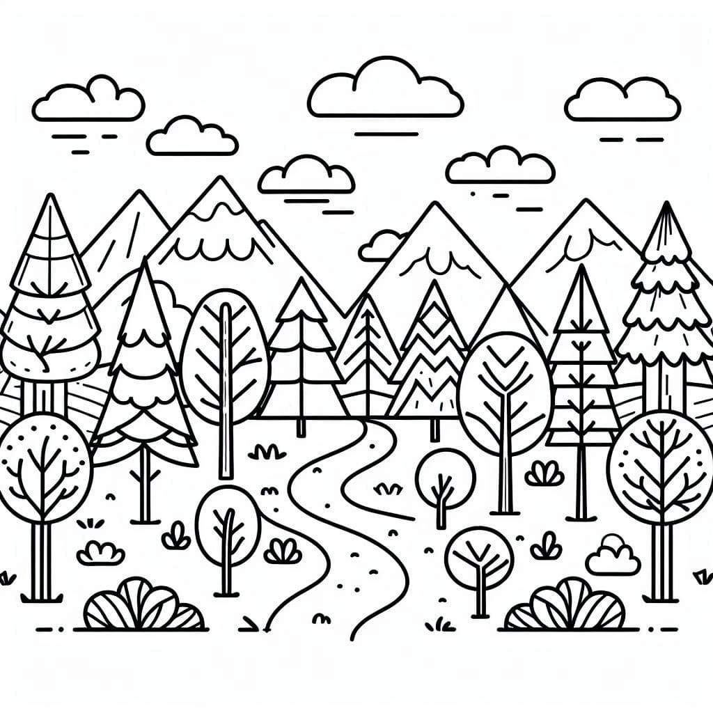 Dibujos de Dibujar bosque básico para colorear