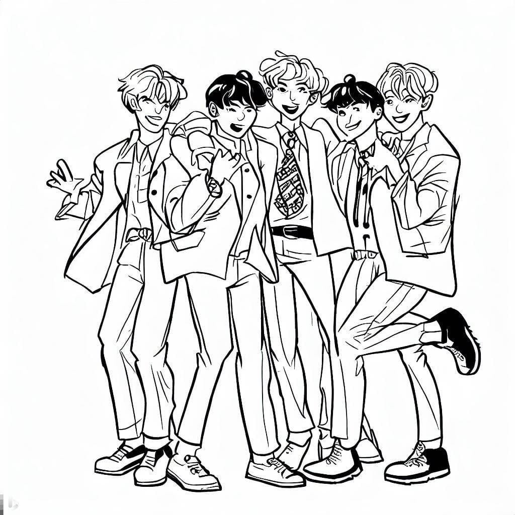 Dibujos de Dibujar BTS feliz para colorear