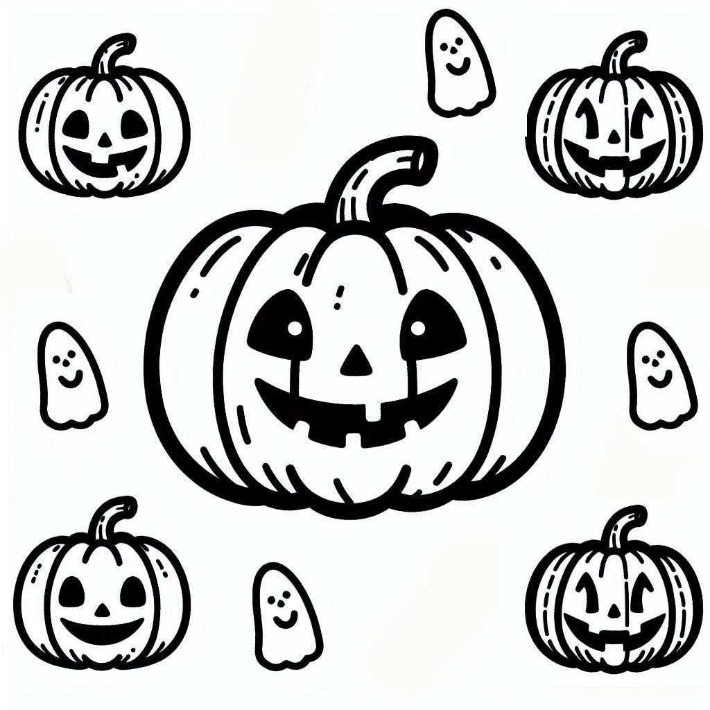 Dibujos de Dibujar calabaza de Halloween para colorear