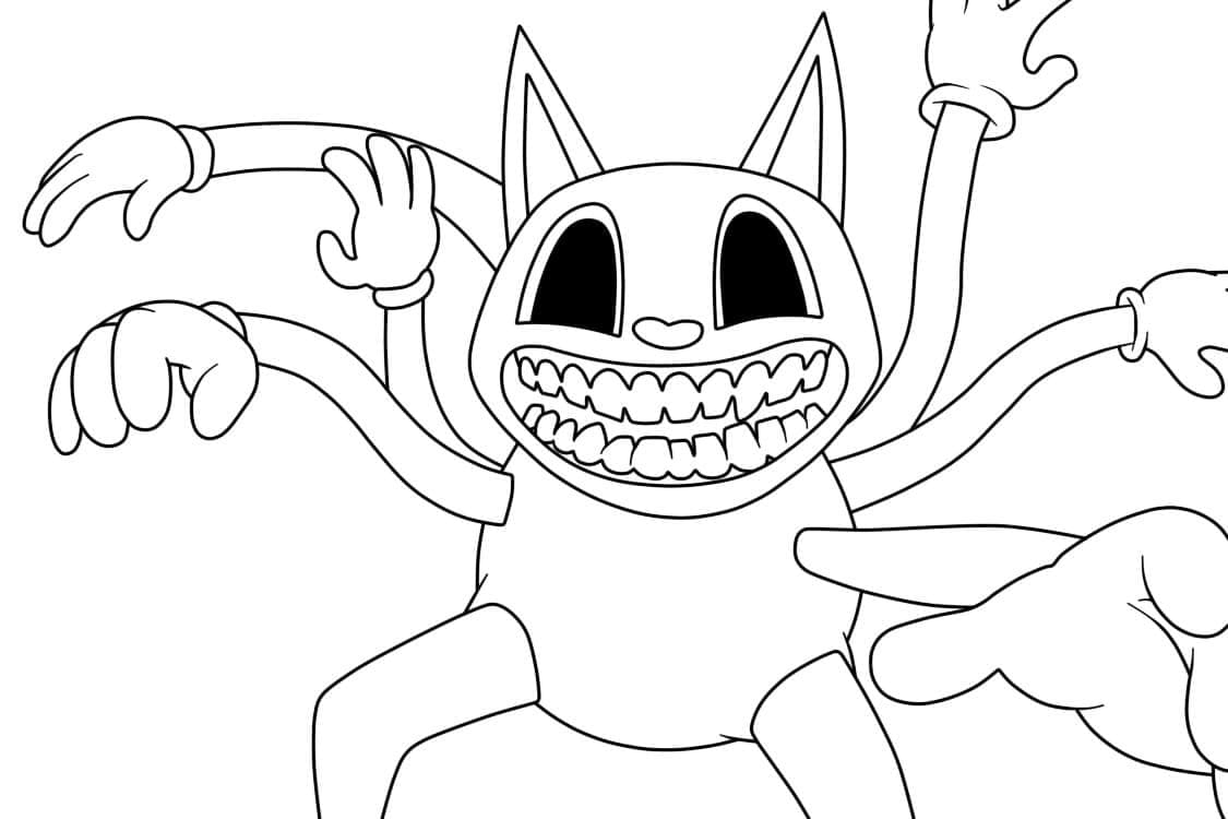 Dibujos de Dibujar Cartoon Cat sencillo en niños para colorear