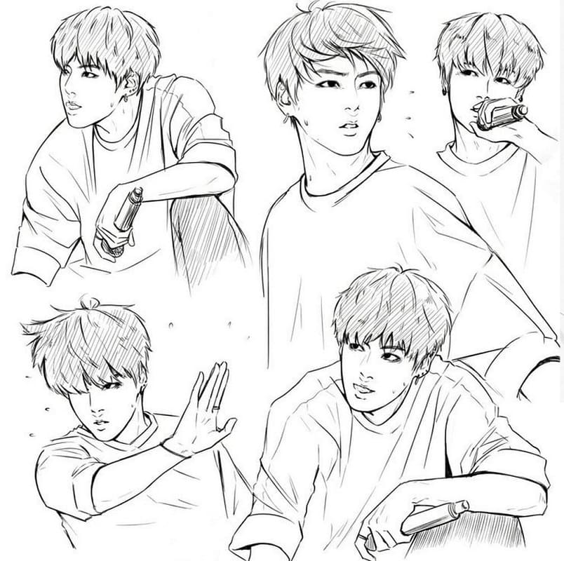 Dibujos de Dibujar chicos de BTS para colorear