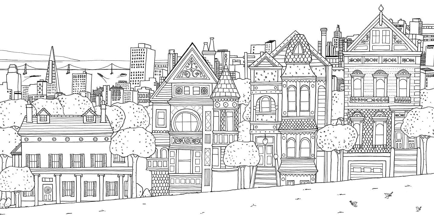 Dibujos de Dibujar Ciudad básico para colorear