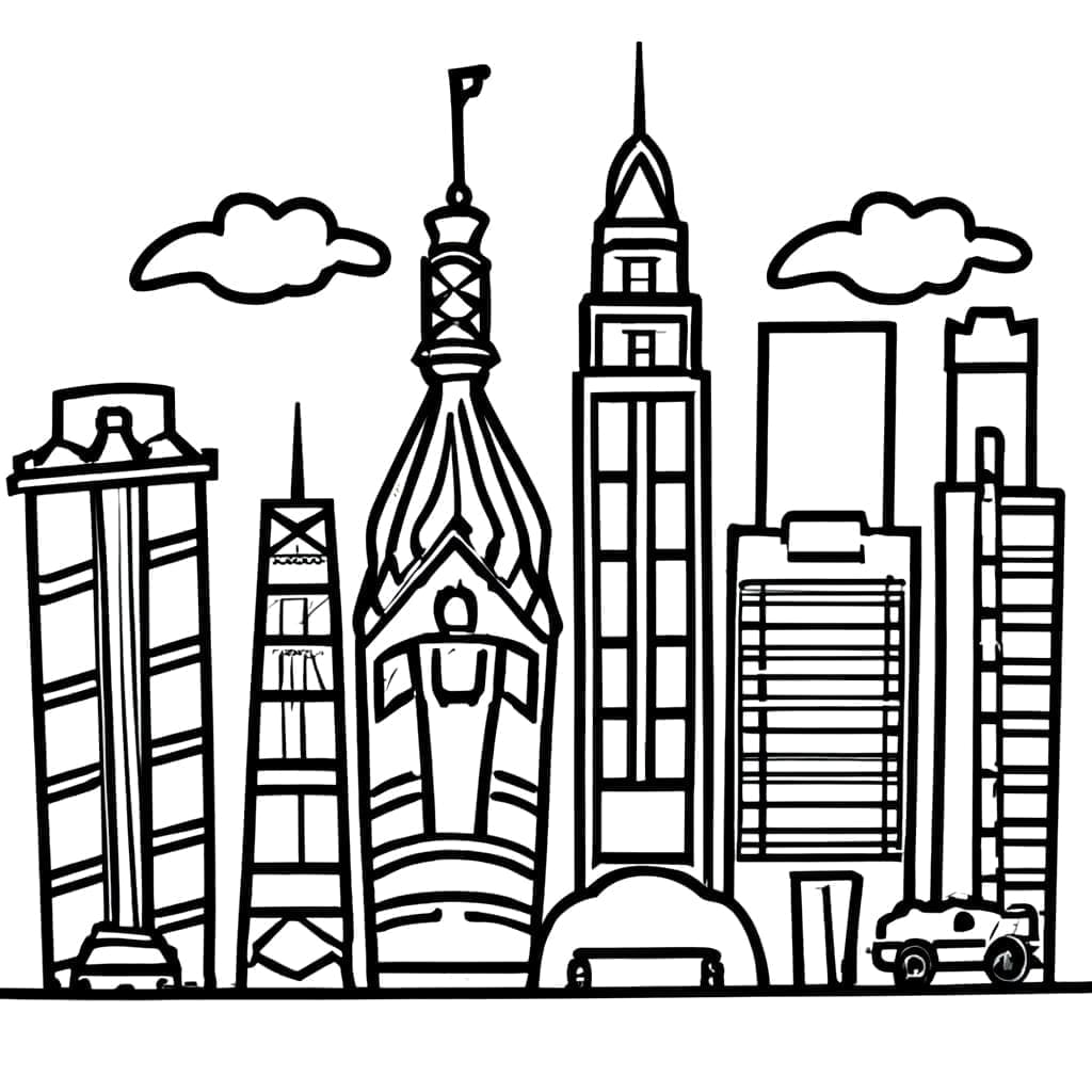Dibujos de Dibujar Ciudad imprimible gratis para colorear