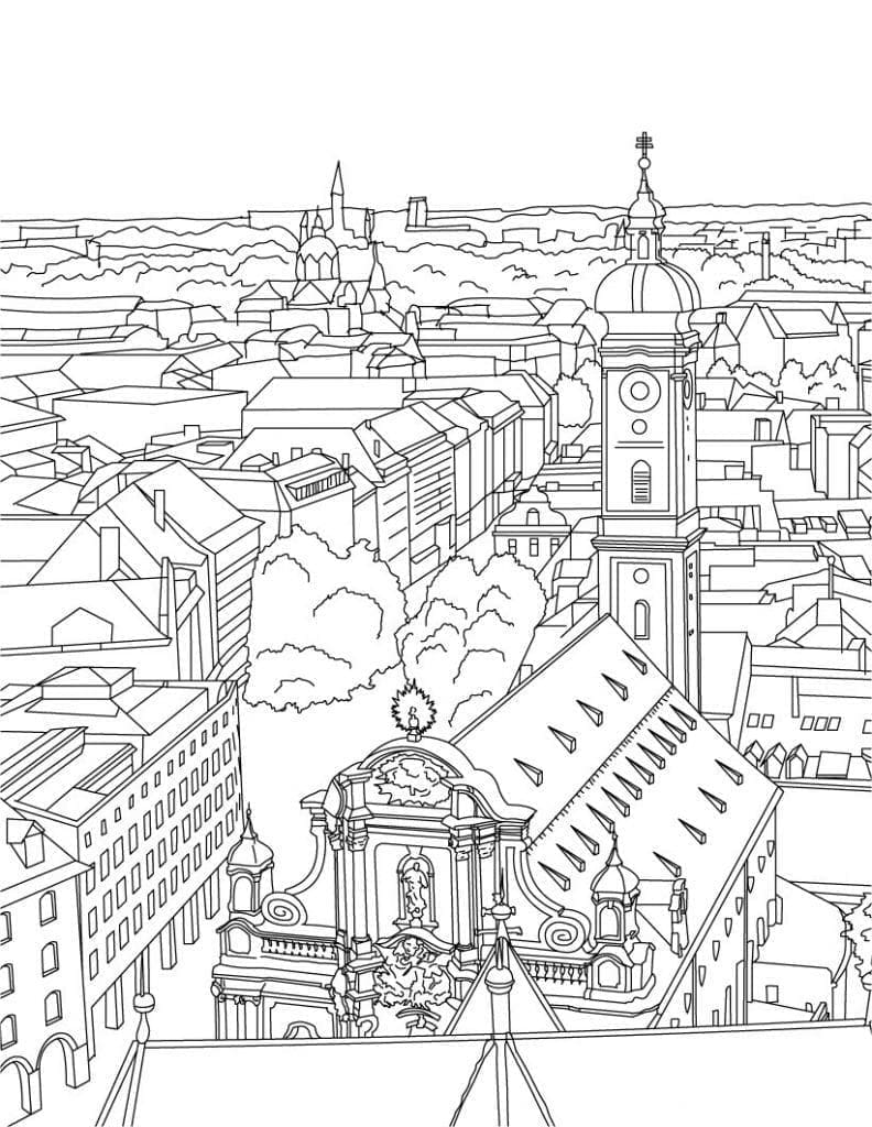 Dibujos de Dibujar Ciudad Muy básico para colorear