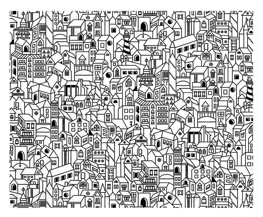 Dibujos de Dibujar Ciudad muy fácil para colorear