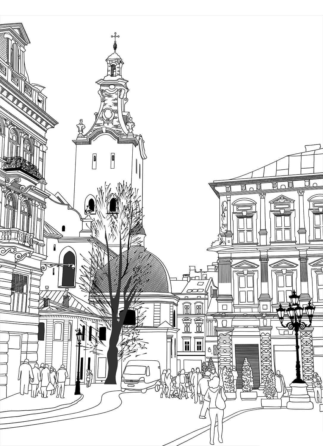 Dibujos de Dibujar Ciudad para colorear