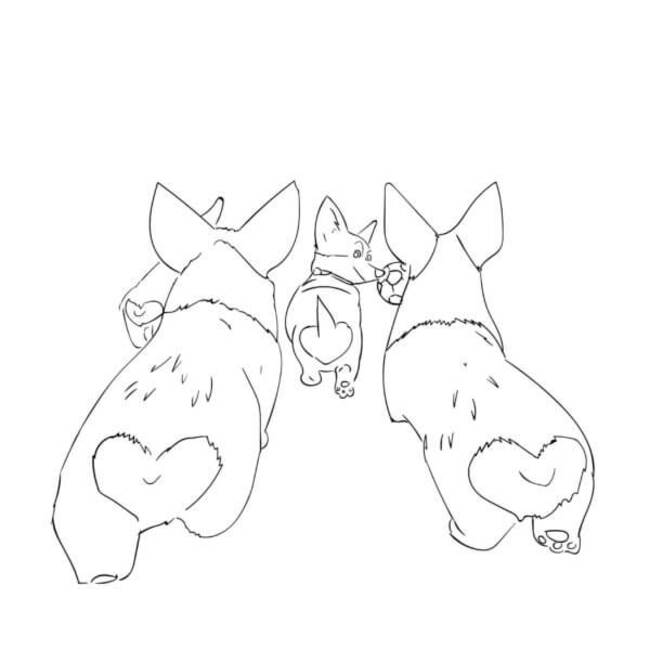 Dibujos de Dibujar Corgi amor para colorear