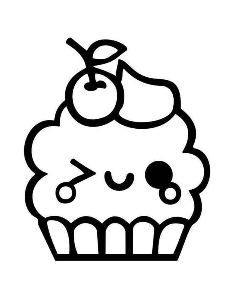 Dibujos de Dibujar cupcake kawaii para colorear