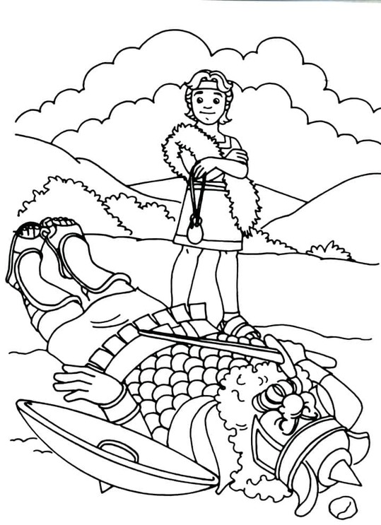Dibujos de Dibujar David y Goliat fácil gratuito para colorear
