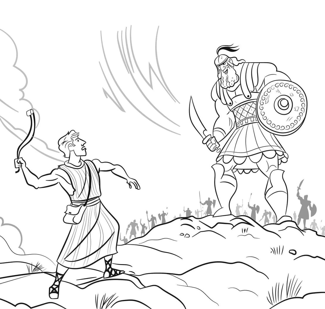 Dibujos de Dibujar David y Goliat imprimible para colorear