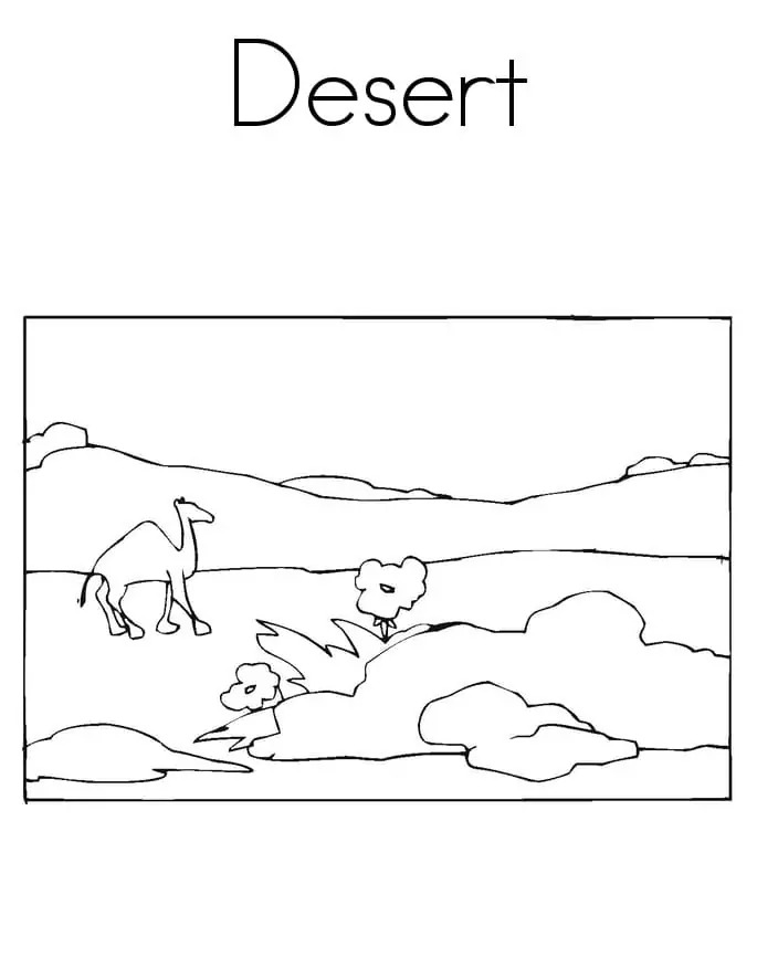 Dibujos de Dibujar Desierto muy sencillo para colorear