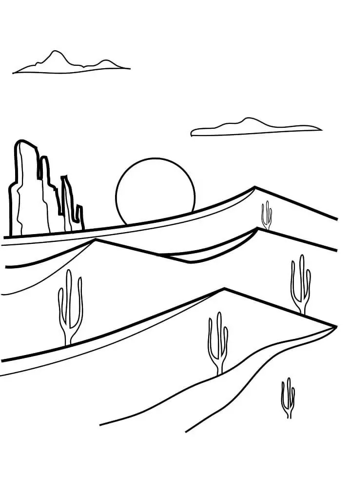 Dibujos de Dibujar Desierto sencillo para colorear