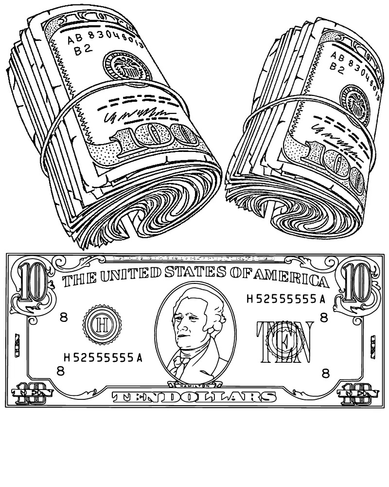 Dibujos de Dibujar Dinero imprimible para colorear