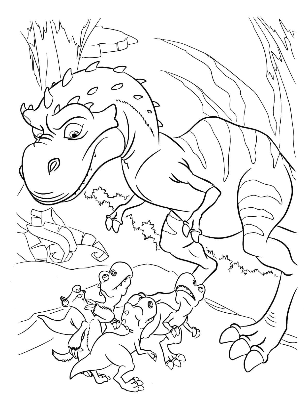 Dibujar dinosaurio básico para colorir