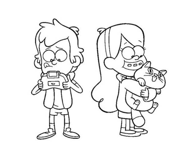 Dibujos de Dibujar Dipper y Mabel Pines Gravity Falls para colorear