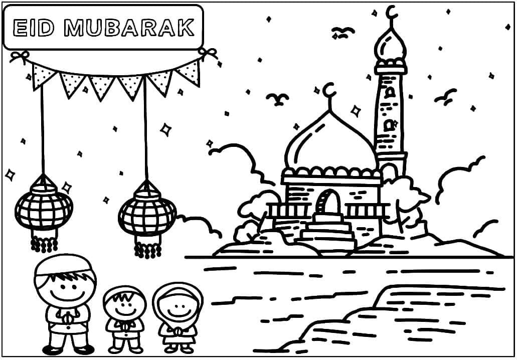 Dibujar Eid Mubarak gratis para colorir