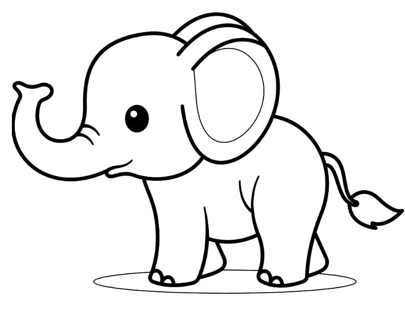Dibujos de Dibujar Elefante básico para colorear