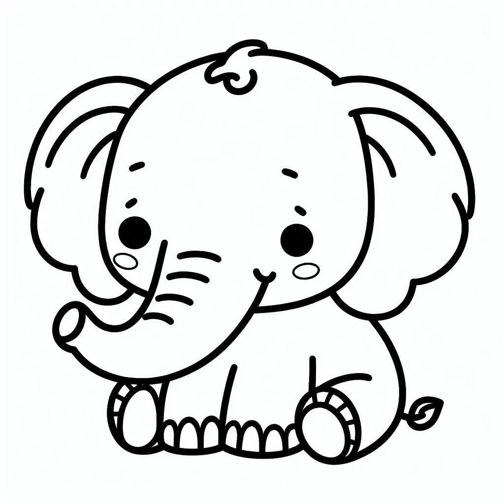 Dibujos de Dibujar Elefante imprimible para colorear