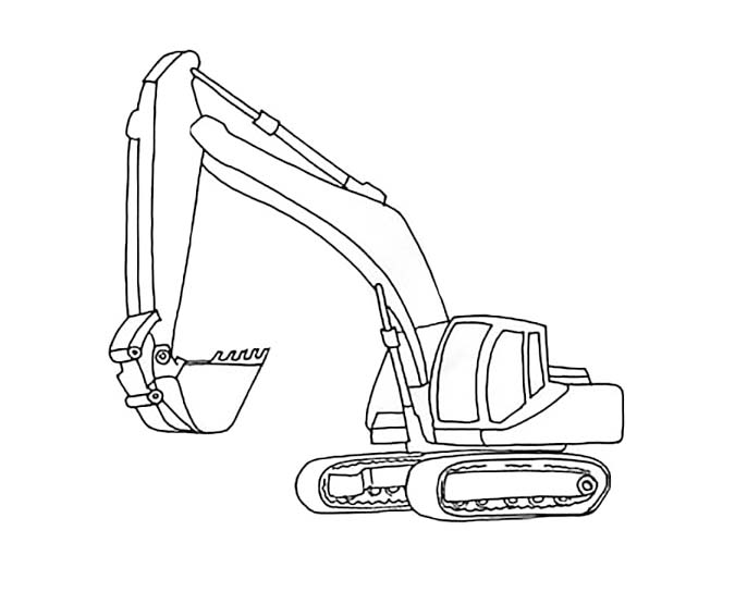 Dibujos de Dibujar Excavadora fácil para colorear