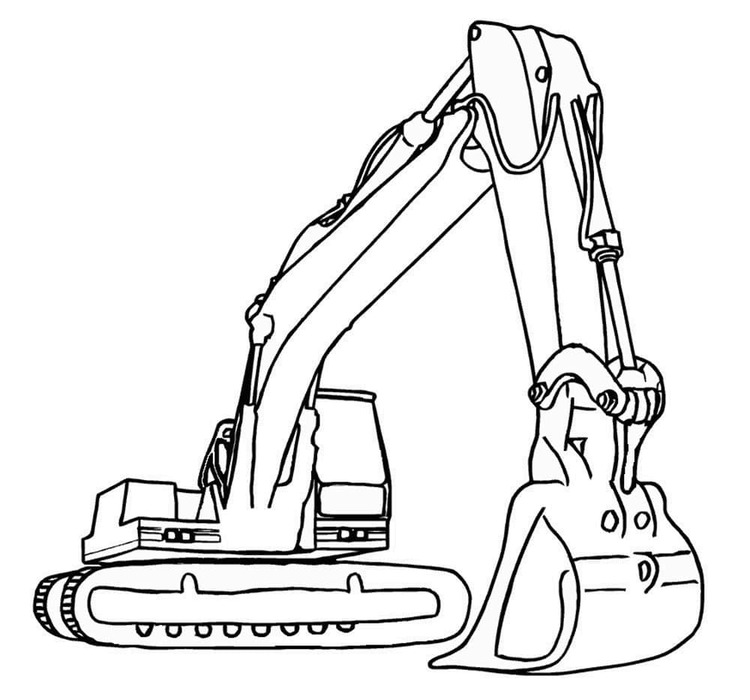 Dibujos de Dibujar Excavadora muy Sencillo para colorear