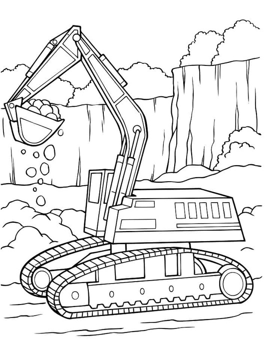 Dibujos de Dibujar Excavadora sencillo gratuito para colorear