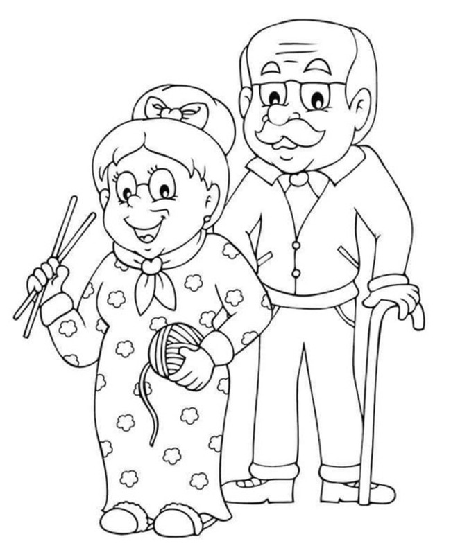 Dibujos de Dibujar felices abuelos para colorear