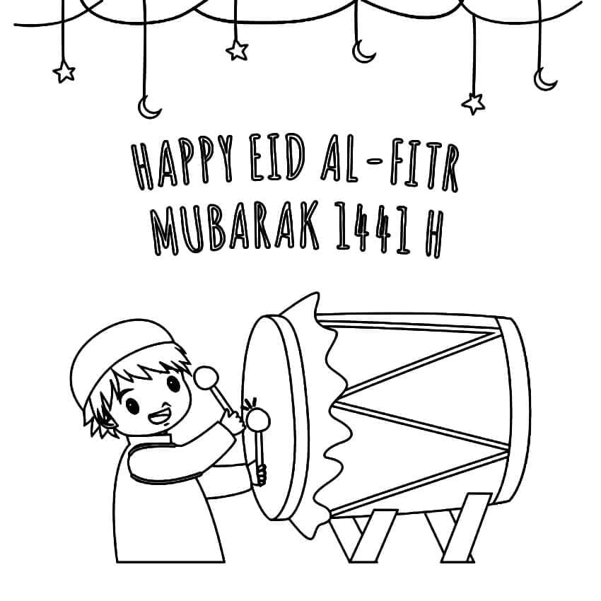 Dibujos de Dibujar feliz Eid Mubarak para colorear