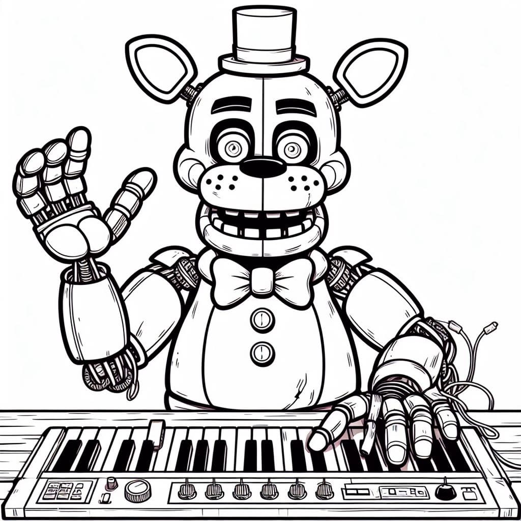 Dibujos de Dibujar Freddy FNAF toca el piano para colorear