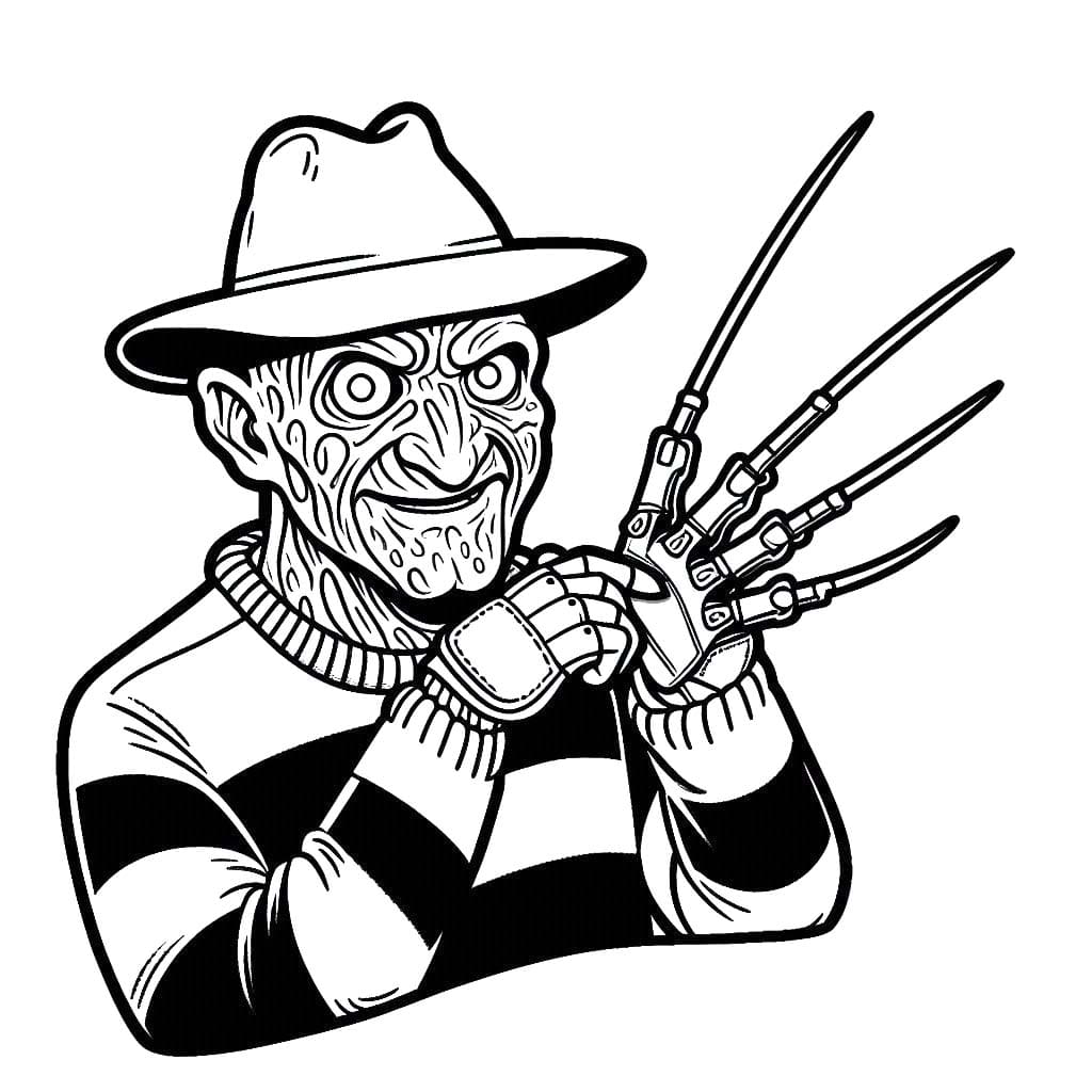Dibujos de Dibujar Freddy Krueger básico gratuito para colorear