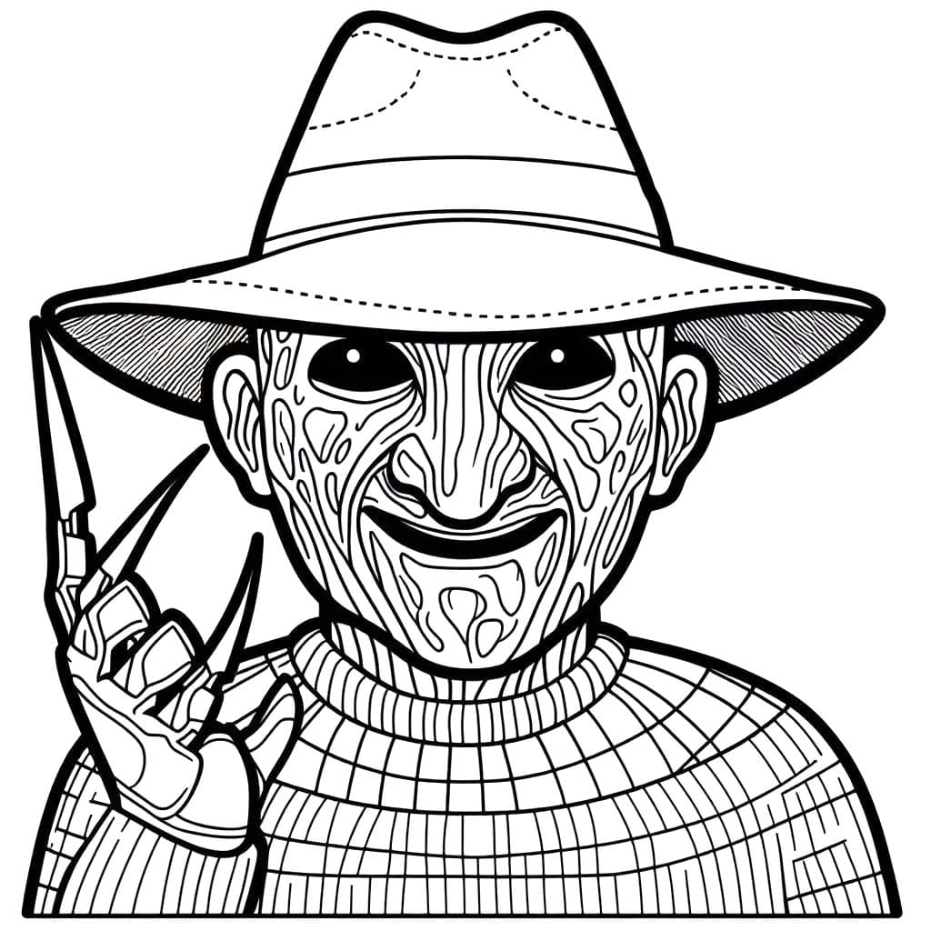 Dibujos de Dibujar Freddy Krueger básico imprimible para colorear