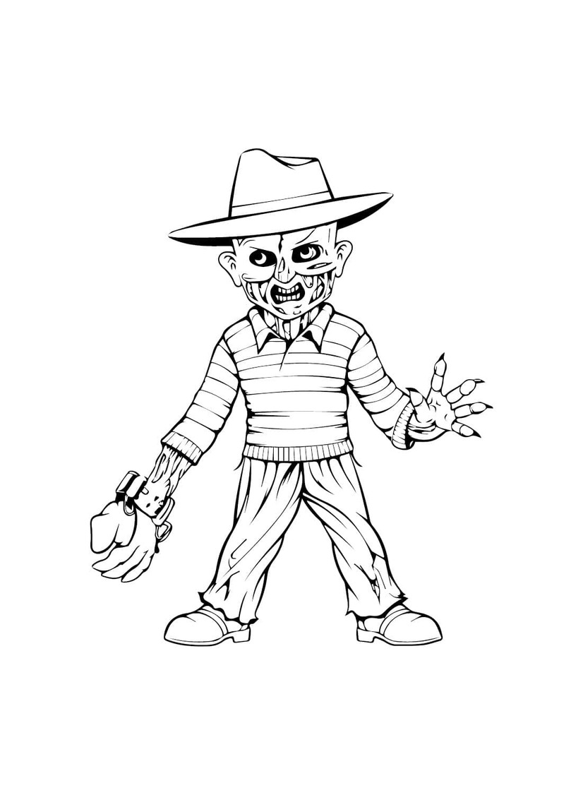 Dibujos de Dibujar Freddy Krueger fácil en niños para colorear