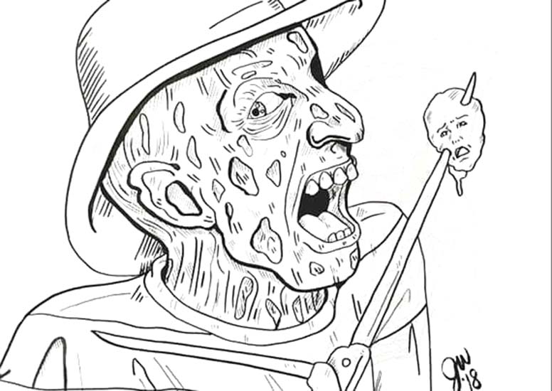 Dibujos de Dibujar Freddy Krueger sencillo en niños para colorear