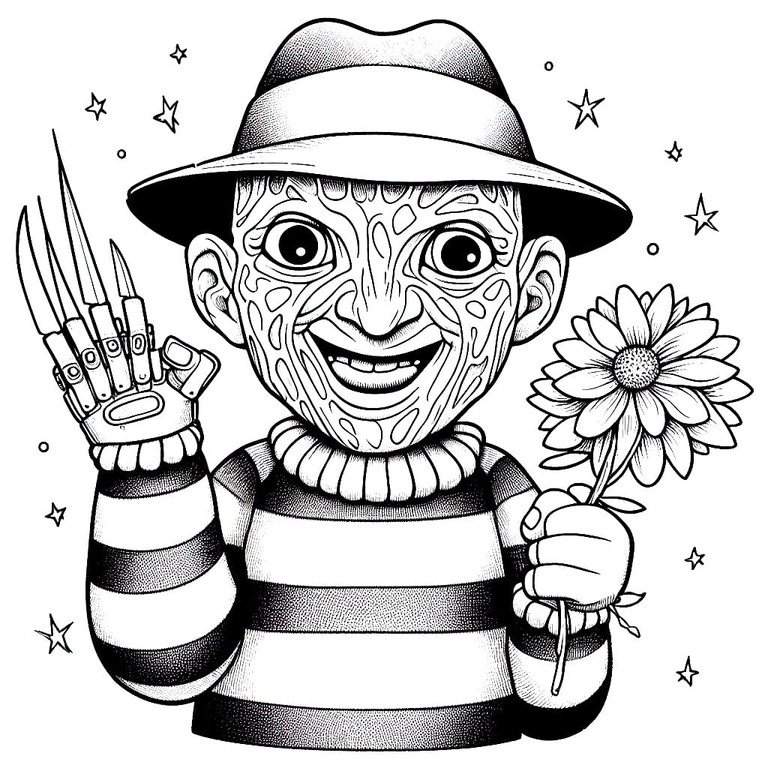 Dibujos de Dibujar Freddy Krueger sencillo imprimible para colorear