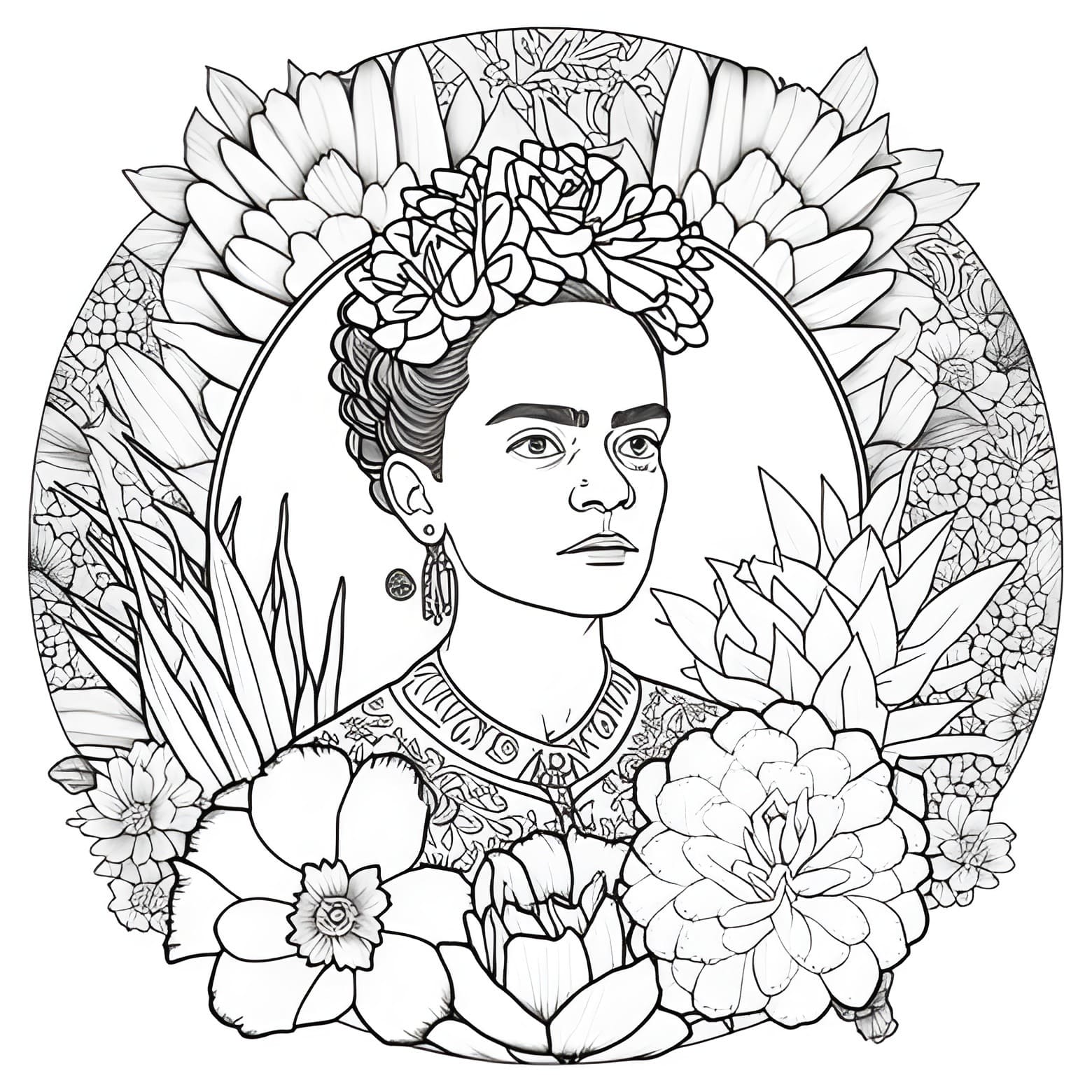 Dibujos de Dibujar Frida Kahlo 1 para colorear