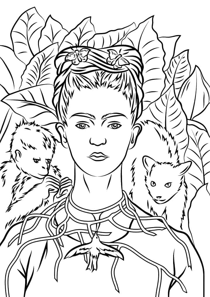 Dibujos de Dibujar Frida Kahlo 5 para colorear