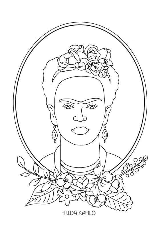 Dibujos de Dibujar Frida Kahlo básico para colorear