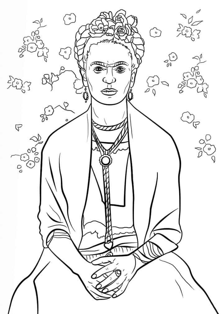 Dibujos de Dibujar Frida Kahlo fácil para colorear