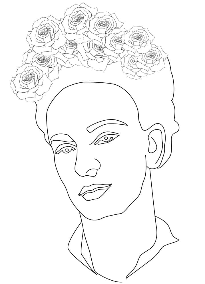 Dibujos de Dibujar Frida Kahlo gratis sencillo para colorear