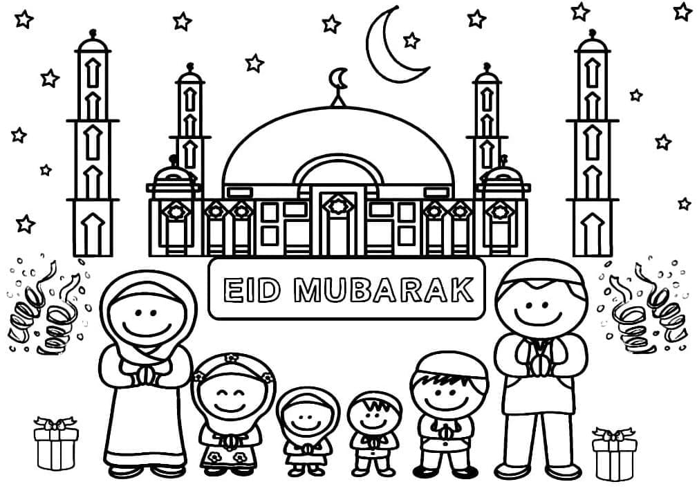 Dibujar gratis el Eid Mubarak para colorir