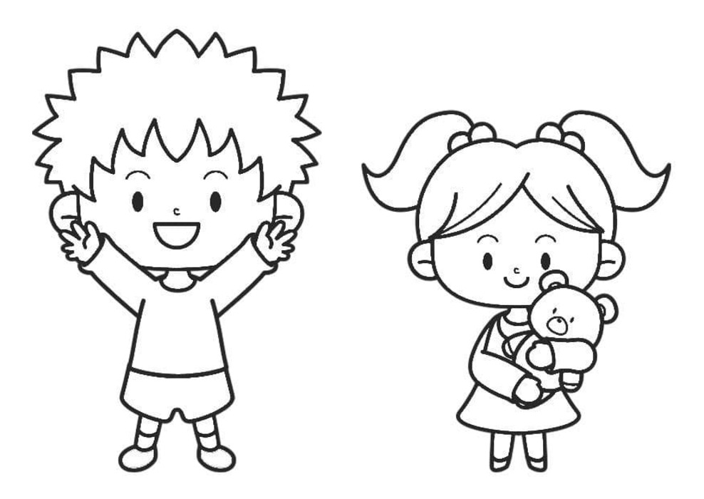 Dibujos de Dibujar gratis niño y niña imprimir para colorear