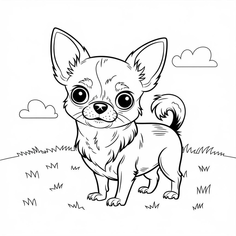 Dibujos de Dibujar gratis perro chihuahua para colorear